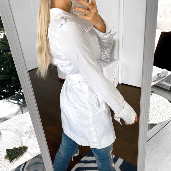 🐚 SISTERS POINT WHITE COTTON TRENCH COAT! - Picture 3 of 11